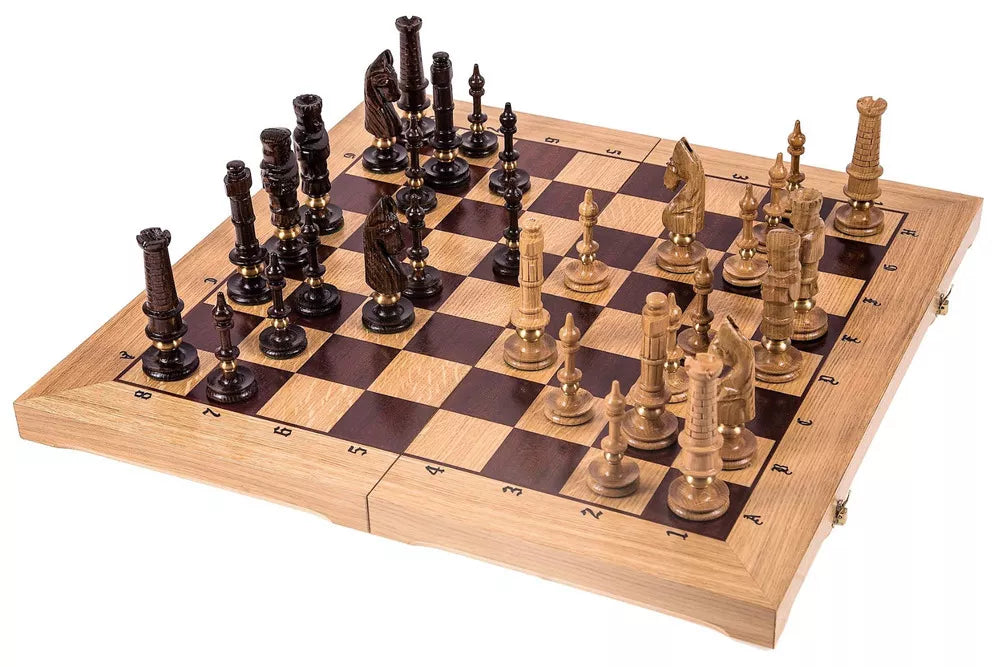 Šachmatai Royal DE LUX 650x325x80mm, karalius 130mm ąžuoliniai (Ekskliuzyvas)