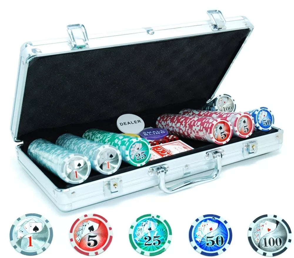 Pokerio žetonų rinkinys 300 su vertėmis
